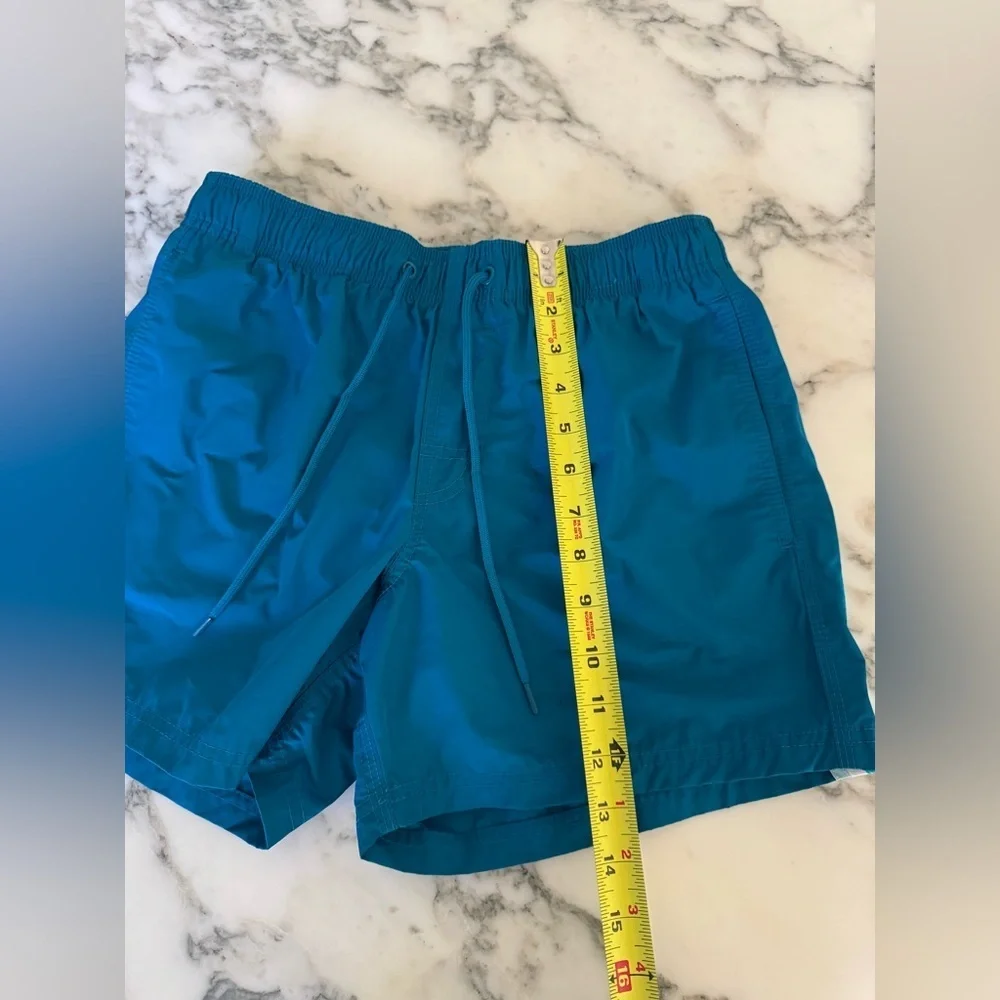 NWOT SUNDEK stretch waist Peacock Blue Nylon Sz S‎ Swim Trunks Shorts